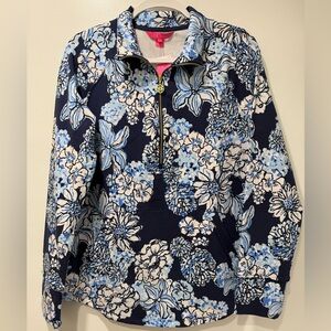 Lilly Pulitzer UPF 50+ Skipper Popover Zip-up Low Tide Navy Boutique All Day